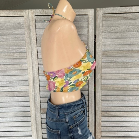 ZARA FLORAL PRINT CROPPED HALTER TOP - Picture 8 of 11